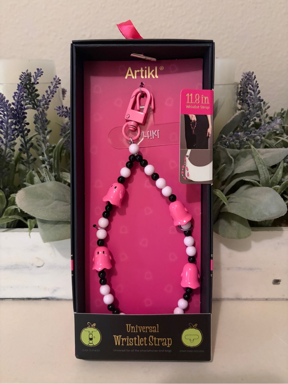 Halloween Pink Beaded Universal Wristlet Strap